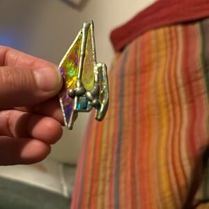 Artisan Spaceship hand crafted custom stained glass gemstone pendant